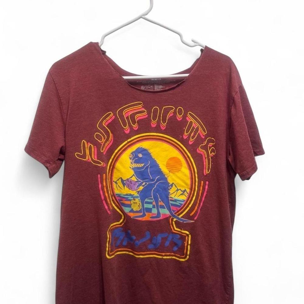 Marvel Godzilla Retro Graphic Tee Mens Large Burgundy Red Monster T-Shirt